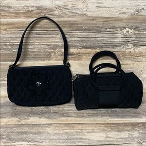 Set of TWO Vera Bradley Microfiber Black Mini Bags